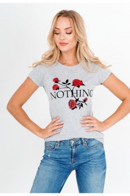 Koszulka nadruk róże napis'nothing'