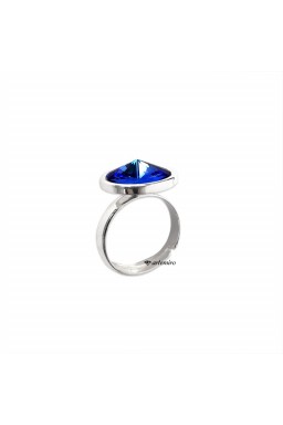 Srebrny pierścionek Swarovski rivoli Sapphire