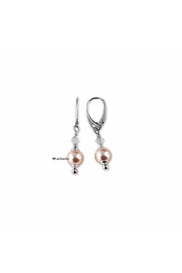 Kolczyki Swarovski Crystal Peach Pearl srebrne