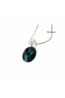 Zawieszka Swarovski rivoli Emerald srebrna