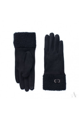 Miękkie rękawiczki damskie ze sprzączką czarne
