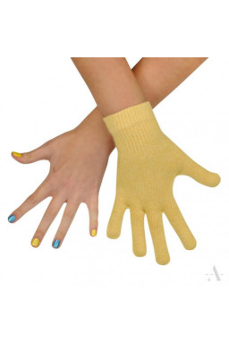 Bladożłte gładkie rękawiczki damskie elastyczne