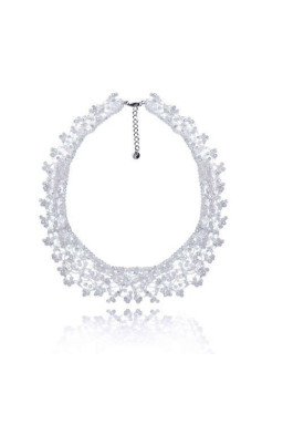 Uroczy ślubny komplet biżuterii w stylu Glamour biały: naszyjnik, bransoletka i kolczyki