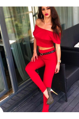Emilie Czerwony komplet, spodnie oraz bluzeczka uniwersalny S/M