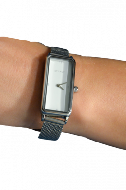 Zegarek prostokątny na bransolecie kolor srebrny