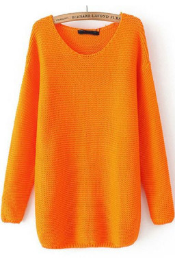 Luźny sweter z dzianiny w kolorze pomarańczowym