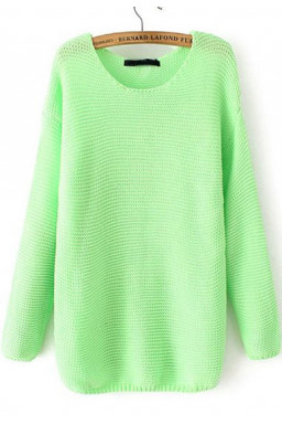Luźny sweter z dzianiny w kolorze zielonym