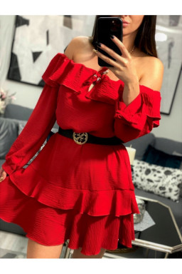 Sukienka hiszpanka z falbankami czerwona
