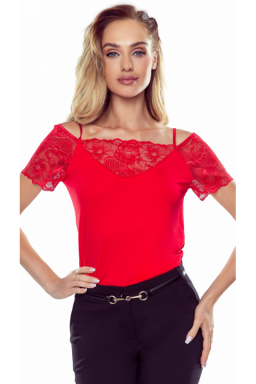 Irina bluzka z krótkim rękawem czerwona