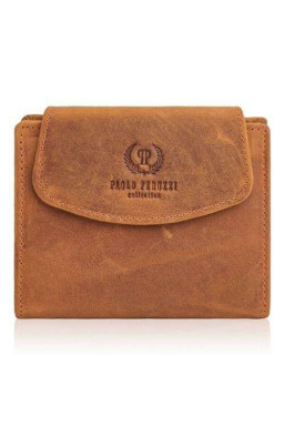 Modny skórzany portfel damski RFID pomarańczowy