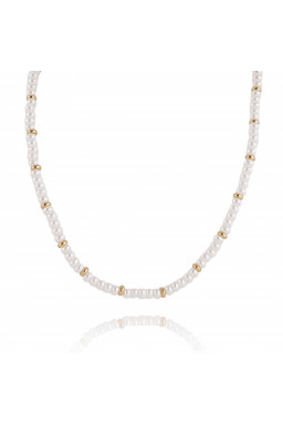 Pearl necklace, 14k gold-plated stainless steel NST2107