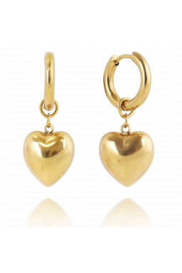 Heart hanging earrings made of gold-plated stainless steel KST3277