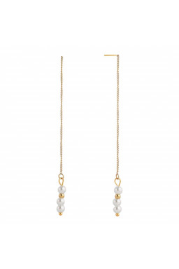 Drag and drop pearl earrings made of gold-plated stainless steel KST3276