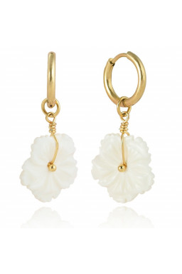 Flower hanging earrings made of gold-plated stainless steel KST3275