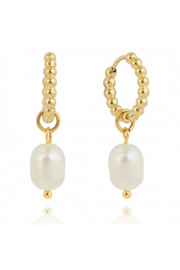 Hanging pearl earrings made of gold-plated stainless steel KST3279