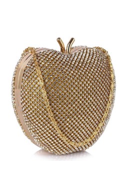 Niezwykła torebka wizytowa w kształcie jabłuszka złota - złoty