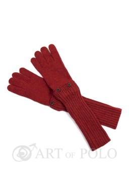 Ciemnorude uniwersalne rękawiczki 3 w 1 długie, krótkie, mitenki - rudy