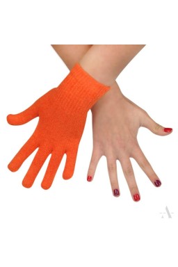 Pomarańczowe elastyczne rękawiczki damskie jednobarwne - pomarańczowy