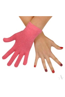 Jednokolorowe elastyczne rękawiczki damskie pastelowy róż - różowy