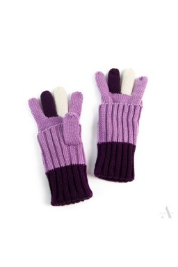 Fioletowo-liliowe uniwersalne rękawiczki 2 w 1 długie i krótkie - fioletowy || liliowy || ecru