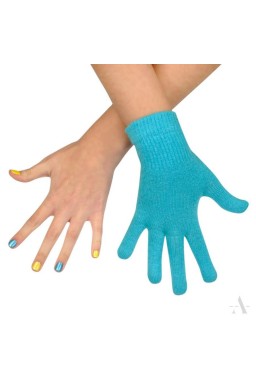 Turkusowe gładkie rękawiczki damskie elastyczne