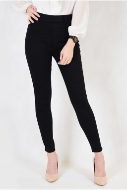 Czarne spodnie jeansowe z gumą w pasie